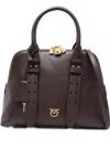 Pinko Medium Escape Leather Tote Bag In Brown