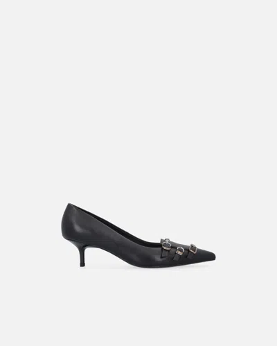 Pinko Escarpins Plats En Cuir Clouté À Brides In Black