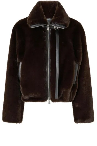 PINKO ESTEBANA FAUX FUR JACKET - BROWN