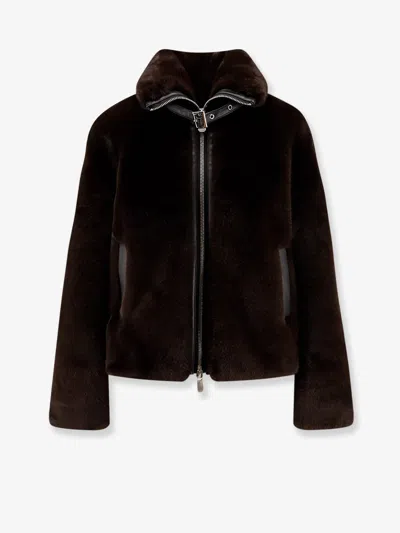 Pinko Estebana Faux Fur Jacket In Brown