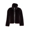 Pinko Ink-effect Faux Fur Blouson Jacket In Black