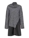 Pinko Bimaterial Dress With Wool Blend Sweater In Black