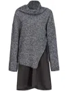 Pinko Bimaterial Dress With Wool Blend Sweater In Gray