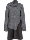 Pinko Bimaterial Dress With Wool Blend Sweater In Gray