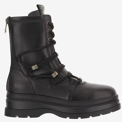 Pinko Eva Leather Ankle Boots In Black
