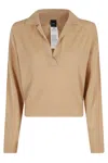 Pinko Pull Court En Cachemire Mélangé À Col Chemise In Beige Toupe Caldo