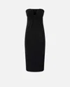 Pinko Evening Midi Dress With Contoured Neckline In Noir Limousine
