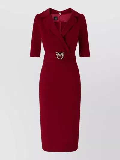 Pinko Love Birds Belted Dress In Burgundy