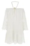 Pinko Sheer Halter Neck Flared Hem Dress In White