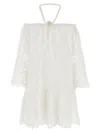 Pinko Sheer Halter Neck Flared Hem Dress In White