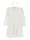 Pinko Sheer Halter Neck Flared Hem Dress In White