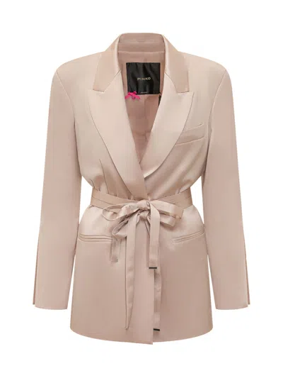 Pinko Exclusive Mini Jacket With Reversible Belt In Rosa Mogano