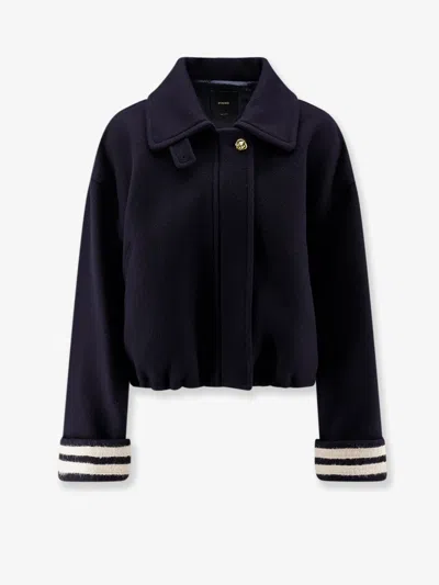 Pinko Extra-fine Wool Blend Ciambella Coat In Blue