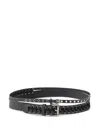 Pinko Ceinture En Cuir Effet Double De 4 Cm Avec Détail De Laçage In Black