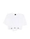 Pinko Eyelet Drawstring T-shirt In White