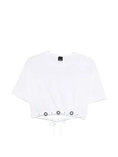 Pinko Eyelet Drawstring T-shirt In White