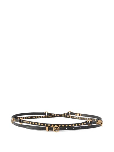 Pinko Eyelet Stud Leather Belt In Black