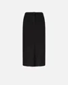 Pinko Fabric Stitch Midi Skirt With Back Slit In Limo Black