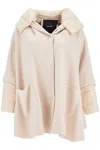 Pinko Short Cape Coat With Padded Down Jacket In Beige