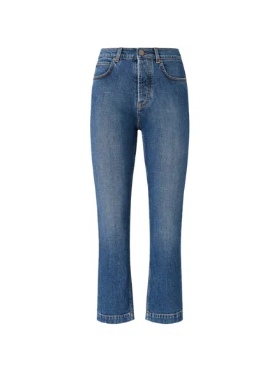 Pinko Faded-effect Cropped Jeans In Blue