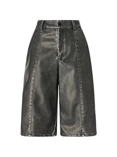 Pinko Faded-effect Panelled Shorts In Gray