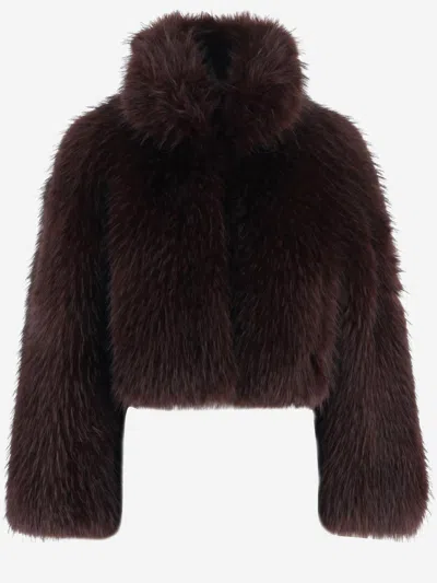 Pinko Fake Fur Jacket In Brown