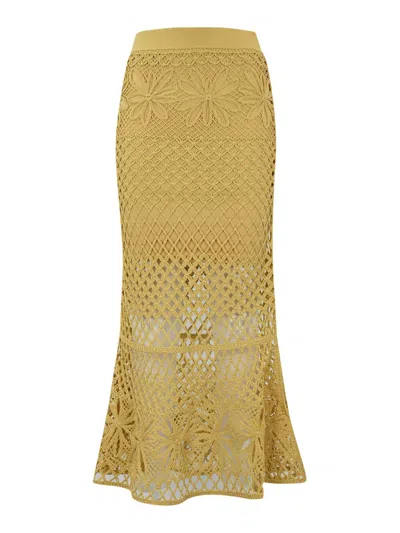 Pinko Openwork Skirt In Yellow