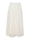 Pinko Flowing Maxi Skirt With Intricate Lace Detailing In White