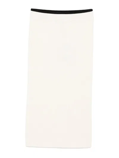 Pinko Midi Skirt With Contrasting Waistband In Neutral