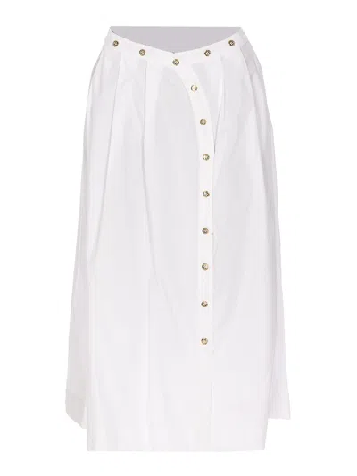 Pinko Popeline Skirt With Metallic Buttons In White