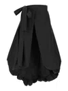 Pinko Bow-detailed Wide Taffeta Skirt In Black