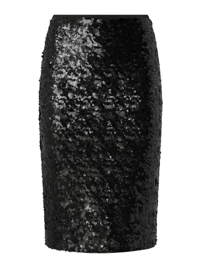 Pinko Pappacieca Pencil Skirt With Sequins In Black