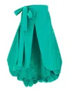 Pinko Bow-detailed Wide Taffeta Skirt In Green