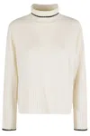 Pinko Falkland Pimped Neck Turtleneck Sweater In White