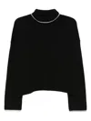 Pinko High-neck Cropped Sweater In Black