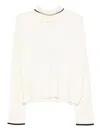 Pinko High Neck Knit Sweater In Wool In White