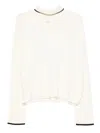 Pinko High Neck Knit Sweater In Wool In White