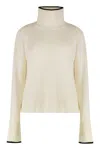 Pinko Falkland Wool And Cashmere Turtleneck Sweater In Neutral