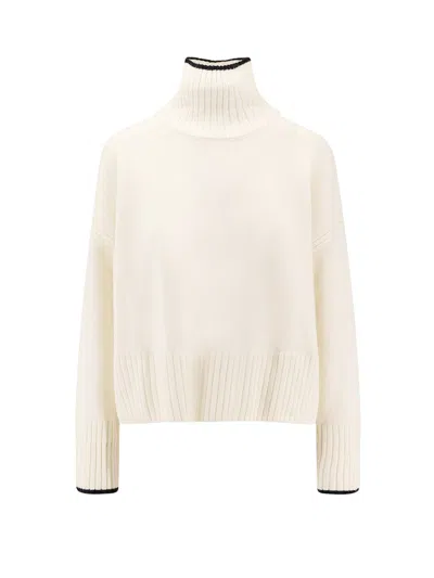 Pinko Falkland Wool And Cashmere Turtleneck Sweater In Neutral
