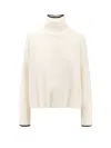 Pinko Falkland Wool And Cashmere Turtleneck Sweater In White