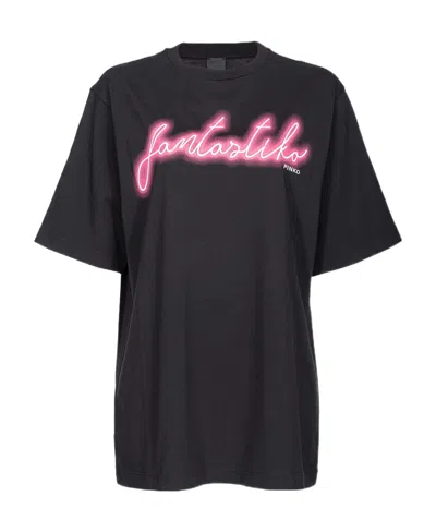 Pinko Fantastiko Cotton T-shirt In Black