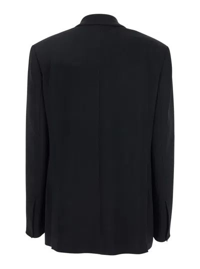 PINKO 'FARAONA' BLACK SINGLE-BREASTED JACKET WITH PEAK REVERS IN VISCOSE STRETCH WOMAN