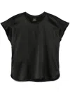 Pinko Satin Short Sleeve Round Neck Top In Black