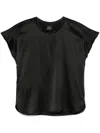 Pinko Satin Short Sleeve Round Neck Top In Black  