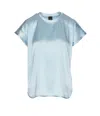 Pinko Crewneck Satin Finish Round Neck Top In Blue