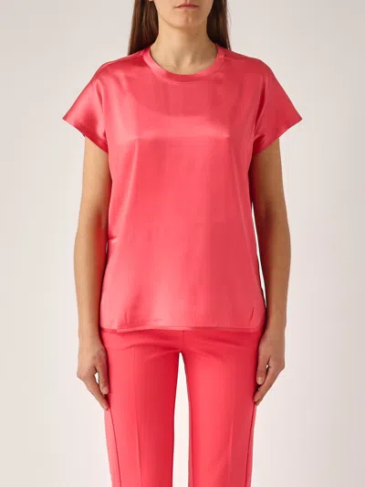 Pinko Farida Blusa Satin Blouse In Coral