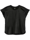 Pinko Satin Short Sleeve Round Neck Top In Black