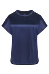 Pinko Short-sleeve Silk Blouse In Blue