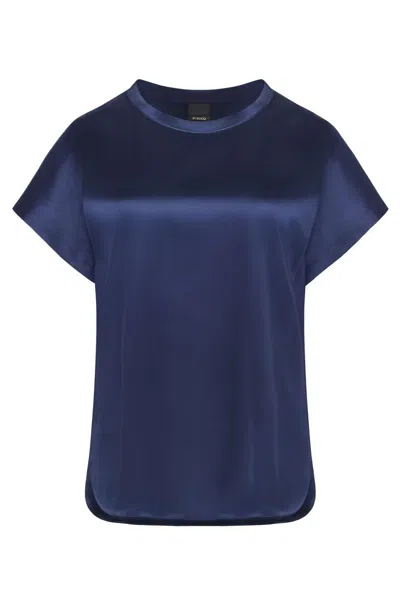 Pinko Silk T-shirt In Blue