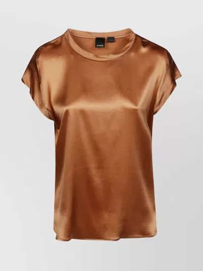 Pinko Farida Silk-like Fabric Top In Brown